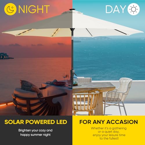 Image of Tempera Patio Market Outdoor Table Umbrella with Auto Tilt and Crank, Large Sun Umbrella with Sturdy Pole & Fade Resistant Canopy, Easy to Set