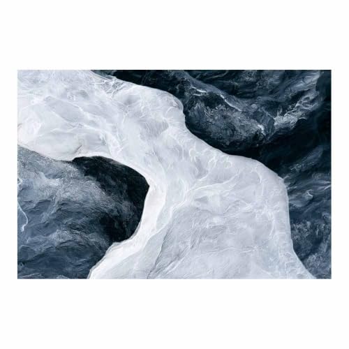 Tableau noir et blanc texture montagne de glace 70x100cm pour decoration de salon