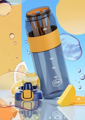 Image of inchXmart India 1600ml Water Bottle with Straw & Fruit Infuser | BPA-Free Tritan, Large Reusable Sports Bottle for Gym, Fitness, Outdoor, Camping | Motivational Gallon Water Jug for Men & Women