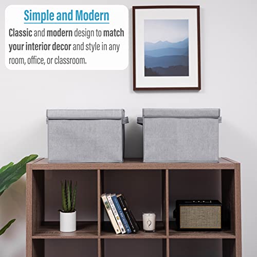 Veno 4 Pack Large Collapsible Storage Bin With Lid, Decorative Box, Cube, Organizer, Container For Home Office Shelf Closet Toys Clothes Sundries, Reusable And Sustainable (Gray - Set Of 4) #TOP3