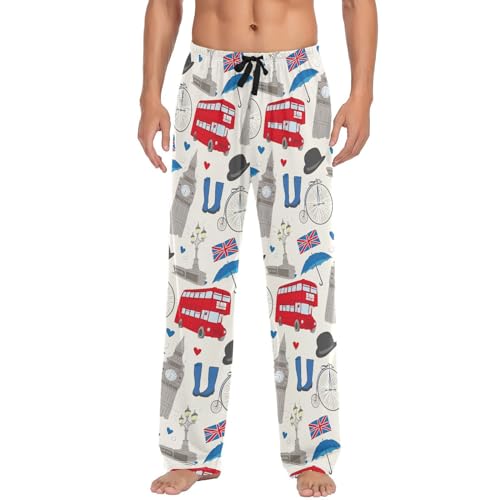 ALAZA Merry Christmas Tree Red Men's Straight-Fit Pajama Pants Sleep Lounge Pants Bottoms with Pockets