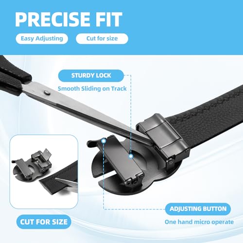 Image of ARIMIA Fashion Mens Real Leather Ratchet Belt Black Adjustable Length Full Grain Soft Genuine Cowhide Strap 1.5 Inch Wide (Silver, Adjustable from 26 inch to 48 inch Waist)
