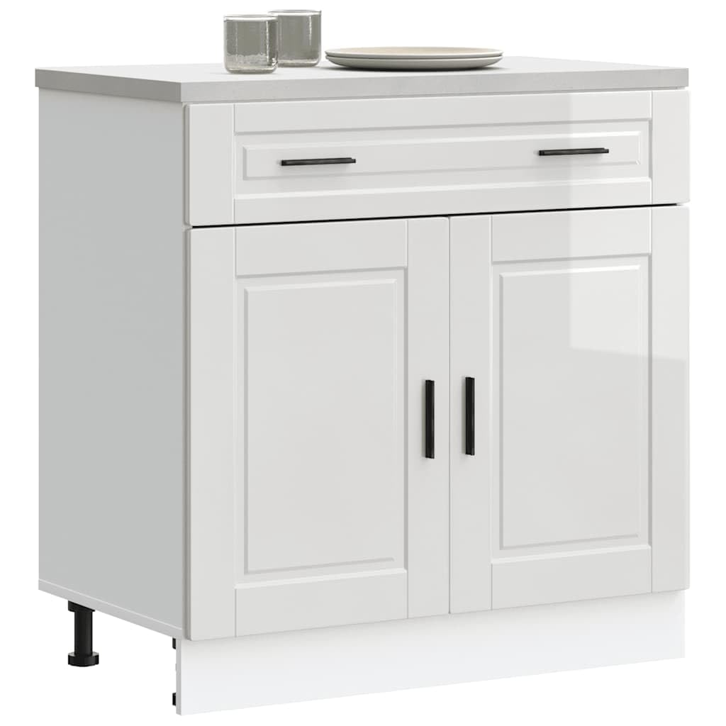 vidaXL Armoire de Cuisine Porto Blanc Brillant Bois ingénierie