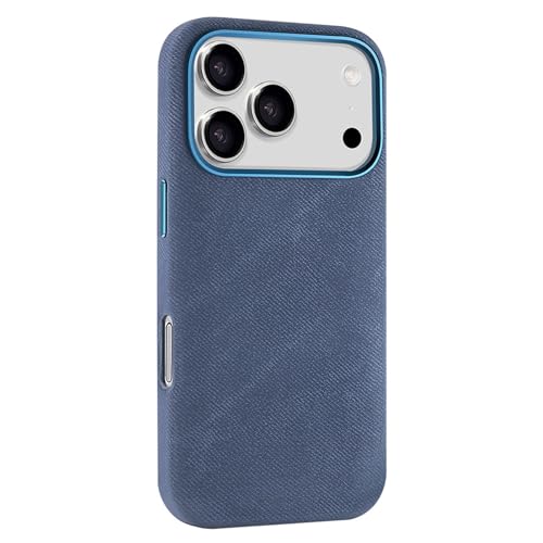 Coque magnétique pour iPhone 17 Pro antichoc ultra fine en cuir bleu premium