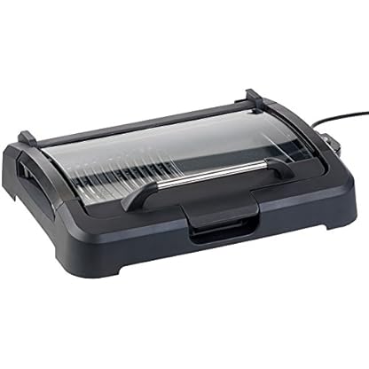 Rosenstein & Söhne Elektrogrill: XL-Tischgrill m. Glasdeckel, Keramik-beschichtete Grillplatte, 2.200 W (Elektrogrill… – Bild 3