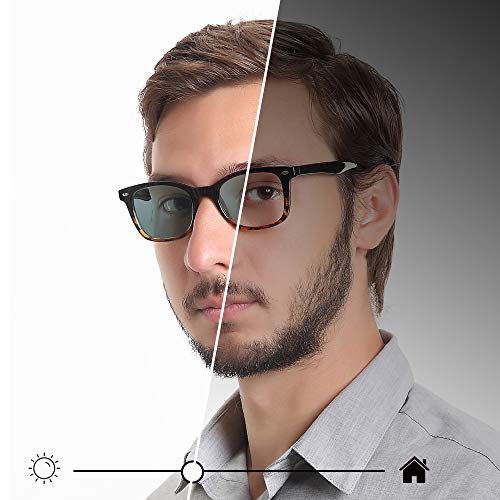 Image of YEIN Blue Light Blocking Glasses, Photochromic Gray Sunglasses, Computer Reading Glasses, TV Glasses for Women /Men(Tortoise,+0.75 Magnification)
