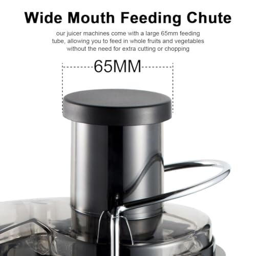 Exprimidor y licuadora 4 en 1, extractor de jugo de cítricos eléctrico de 1000 W con 2 configuraciones de velocidad, exprimidor de frutas y batidora con conducto de alimentación de 65 mm, para frutas