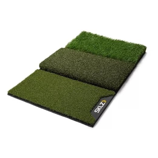 SKLZ Pure Practice Mat, Golf Mat with 3 Surfaces for Practice from the Tee, Narrow Fairway, and First Cut Rough, Durable, One Size, 63.5 cm x 40.64 cm