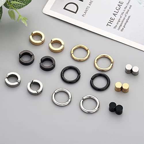 Image of NEWITIN 15 Pairs Magnetic Stud Earrings for Men Stainless Steel Magnetic Earrings Men Clip on Earrings Non Piercing Cross Earrings Unisex CZ Hoop Dangle Magnetic Earrings for Men Women