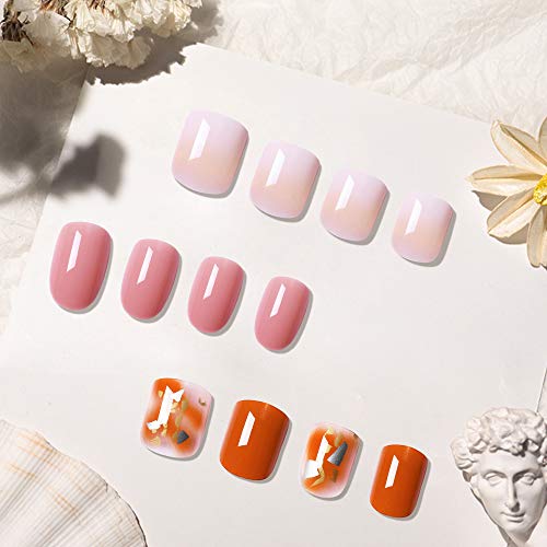 Aethland 72pcs Press On False Nails丨3 Boxes Full Cover Fake Nails Medium Length with Adhesive Tabs for Women