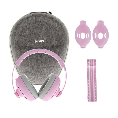 Image of Nuby Soft Sounds 2-in-1 Noise-Canceling Baby Earmuffs with Travel Case - Adjustable Noise Protection for Infants and Toddlers - Pink