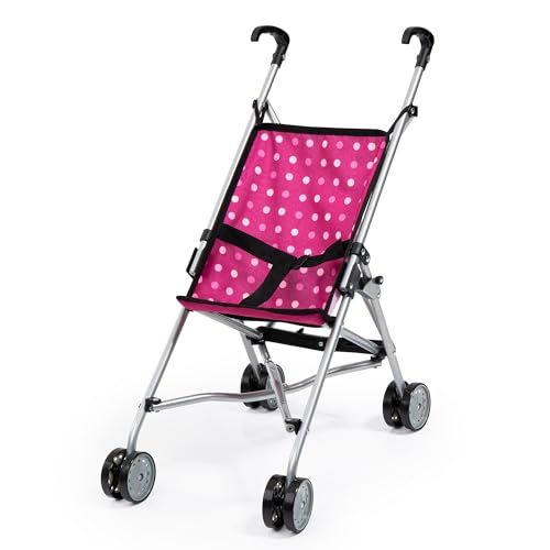 Bayer Design Dolls: Buggy Umbrella Stroller - Hot Pink & White Polka Dots - Accessory for Dolls Up to 18