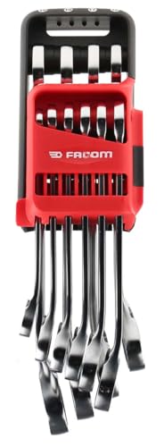 FACOM - Jeu de 10 Clés Mixtes à Cliquet Métriques et en Pouces - 467B.JP10 - Compact et Facile à Utiliser - Résiste aux Produits Chimiques - Longue Durée...