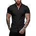 Lasjixion Men’s Slim fit Muscle Dress Shirts Short Sleeve Button Down Shirts for Men Black