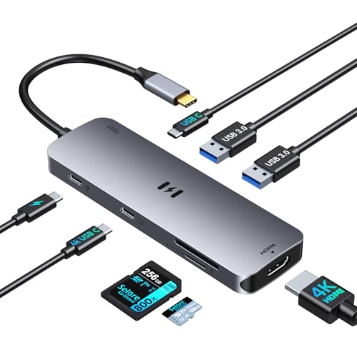 USB C Docking Station 2 Monitor, 8 in 1 Laptop DockingStation mit 4K HDMI, 100W PD Charging, USB-C Video, 3 USBC/A 3.0, Kartenleser, Hdmi Hub Multiport Adapter f&uuml;r HP/Dell/ASUS