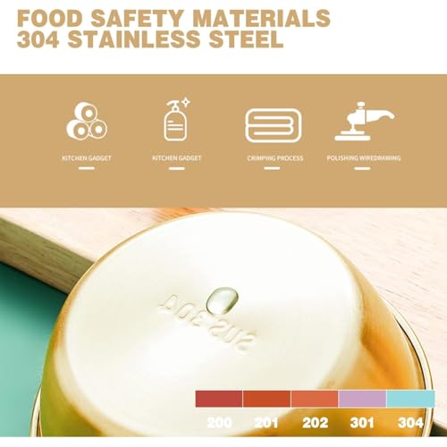 Image of Ramen Bowl, Simple Design Snack Bowl Simple Stainless Steel Sturdy Convenient Anti Scalding Korean Style for Picnics (Pack of 1)