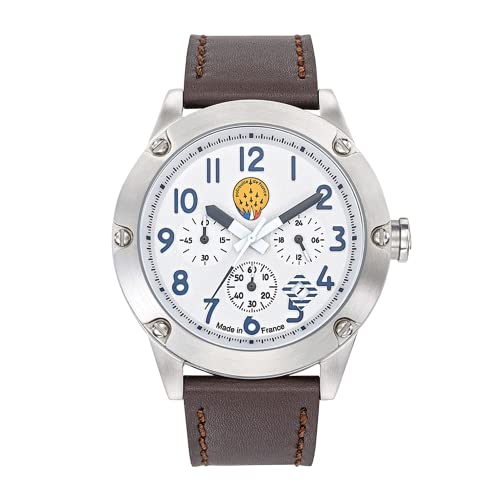 Patrouille de France Montre Aviateur Tarmac 701 Méca 22 Cuir Marron Chronographe