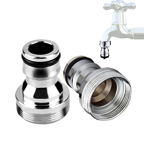 Zhenp 2 Piezas Conector Grifo Manguera Universal, Adaptador de Grifo de Cocina, Conector de Tubería de Agua de Latón Sólido, Accesorios de Interfaz de Conversión de Agua, para Exteriores, 23mm, Plata Cover