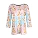Women Tops Easter Printed 0 Neck Blouse Fashion Dressy Casual Shirts Summer 3/4 Length Sleeve Vacation T Shirt