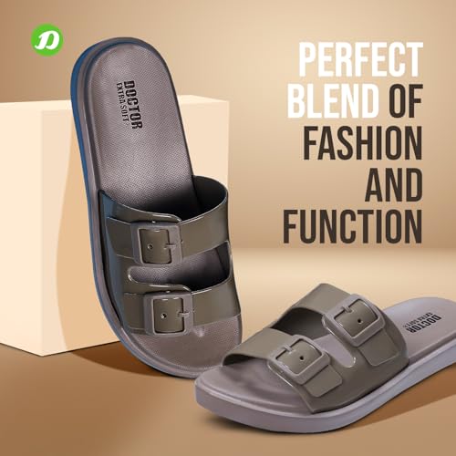 Image of DOCTOR EXTRA SOFT Women's Classic Cushion Sliders /Slippers with Adjustable Buckle Strap for Adult | Comfortable & LightWeight| Stylish & Anti-Skid|Waterproof & Everyday Flip Flops Ladies /Girls New-523