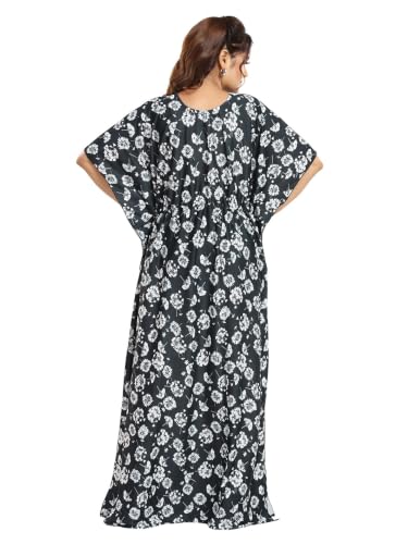 Image of Kaftan Printed Cotton Maxi Dress /Nighty /Nightdress for Ladies /Girls /Women | Free Size