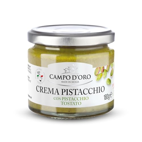 Campo D'Oro | Crema Spalmabile Crema Di Pistacchio 180 Gr. Crema Dolce Di Pistacchio Con L'Aggiunta Di Pistacchio Tostato. Crema Spalmabile Vellutata 