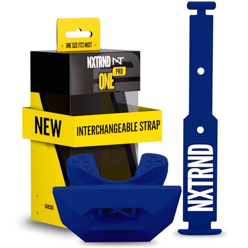 Nxtrnd One Pro Football Mouth Guard, Interchangeable Strap, Fits Adult & Youth (Navy Blue)