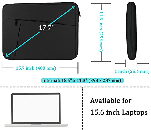 Laptop Case Sleeve 15.6 inch, Durable Shockproof Protective Computer Carrying Cover with Front Pocket, Briefcase Handbags Laptop Sleeve Bag for 15.6 inch HP, Dell, Acer, Asus, Notebook, Black by BOOEUDI - Image 5
