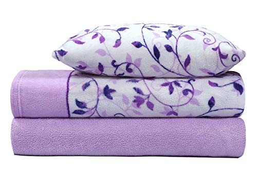 Paula Home Juego Sábanas CORALINA, Térmica para Invierno 3 Pcs 240Gr/M². Incluye Encimera, Bajera Ajustable y Funda Almohada. (Azul Malva 150x190/200+30cm para Cama 150)