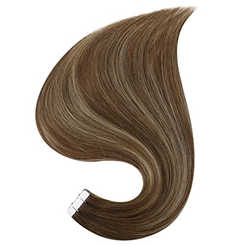 Miniatura 7 de Full Shine - Extensiones de cabello humano real con cinta adhesiva, de color negro, de 12 pulgadas, sin costuras y cortas, 20 unidades, 1.06 onzas