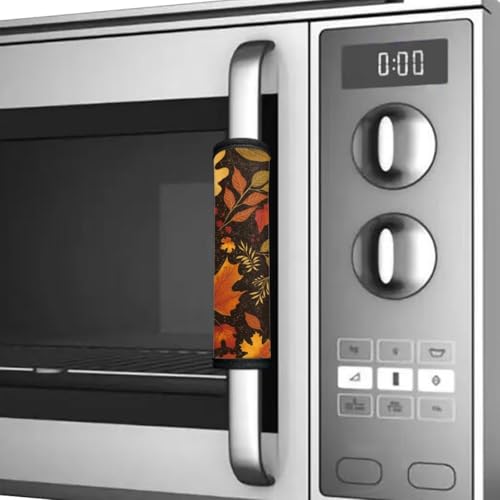 Image of Dreaweet Autumn Maple Leaf Fridge Handle Covers Set of 4 Fall Kitchen Decor Refrigerator Door Handle Covers Washable Universal Fit Microwave Oven Dishwasher,Keep Your Kitchen Appliance Clean