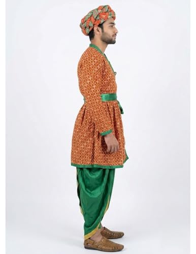 Image of BookMyCostume Rajasthani Indian State Fancy Dress Costume for Boys and Men | With Pagdi Adult M-L