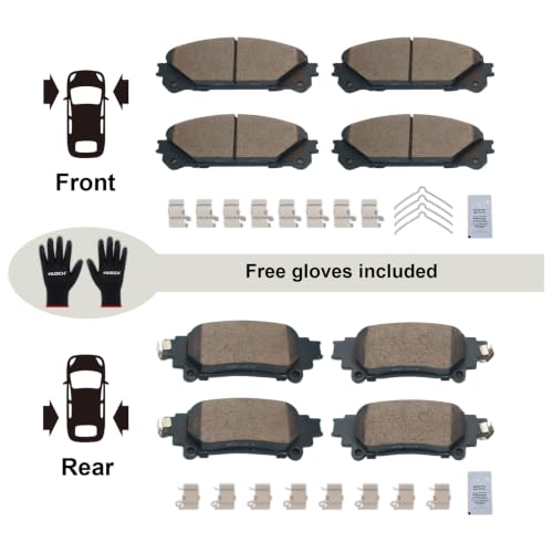 Image of HUSCH Front & Rear Ceramic Brake Pads Fit For Lexus, For Toyota Sienna | Clean Wheels, Quiet, Short Braking Distance, Responsive Braking, Long Service Life, for Various Weather, Road Performance