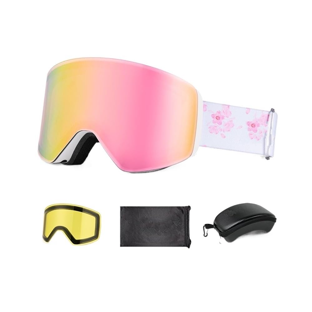 VCLUST Gogle motocyklowe magnetyczne szybkie zmiany podwójne warstwy przeciwmgielne gogle snowboardowe profesjonalne zimowe gogle narciarskie mężczyźni kobiety sprzęt narciarski (kolor: H)