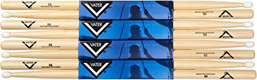 Vater Hickory Drumsticks 5B Nylon Tip, 4 Pack #TOP23