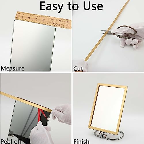 Matte Gold Peel and Stick Wall & Molding Trim, Flexible DIY Strip for Mirror, Floor, Cabinet, Ceiling, Tile Edge (16.4 ft x 0.4 inch) - Image 6