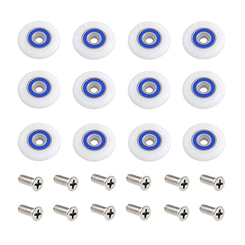 Gotetiso Rodillos para Puerta de Ducha 12 Piezas - Poleas y Ruedas Mampara 23mm - Repuesto Ruedecillas Corredor