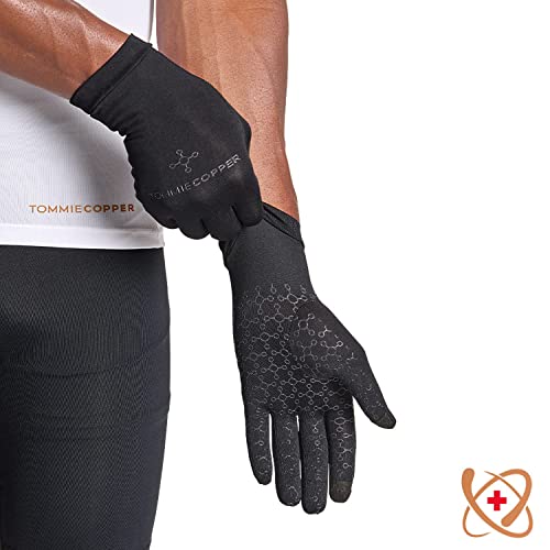 tommie copper core compression infrared full finger gloves non-slip touchscreen compatible warming gloves for stiffness