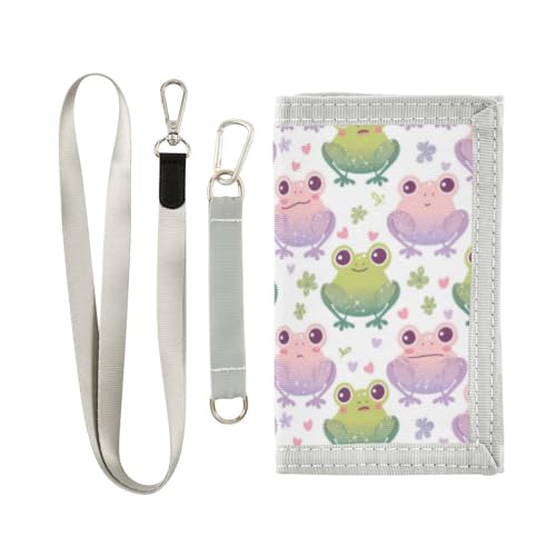 Wusikd Green Cartoon Frog Kids Wallet for Boys Girls Pink Toddler Trifold Wallet Novelty Wallet for Teens Women Men