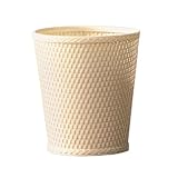 Lamont Home Carter Round Wicker Waste Basket, Linen
