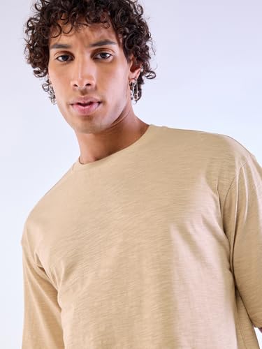 Image of Bewakoof Men's Solid Oversized Fit Half Sleeve Round Neck T-Shirt Air 1.0 | | Lightweight | Multipurpose
