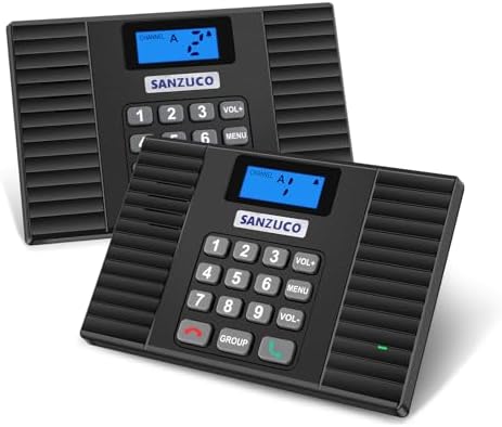 SANZUCO 60D Intercoms Wireless for Home, Full Duplex Intercom System for House/Business, 1400ft Intercoms Hands-Free Real-Time Talk, Expandable to 18 Stations, Group Call & Auto Answer (2 Stations)