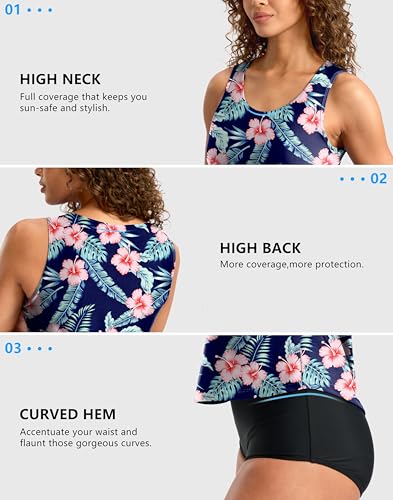 Image of G Gradual Tankini Tops for Women High Neck Swimsuits Swim Top Modest Bathing Suit Swimwear Tank Top only No Bottom