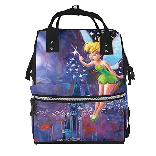 Tinker Bell and the Pirate Fairy Tinkerbell Bolsa de pañales, mochila para pañales, bolsa multifunción de gran capacidad, mochila informal, mochila de viaje para lactancia, mochila para pañales