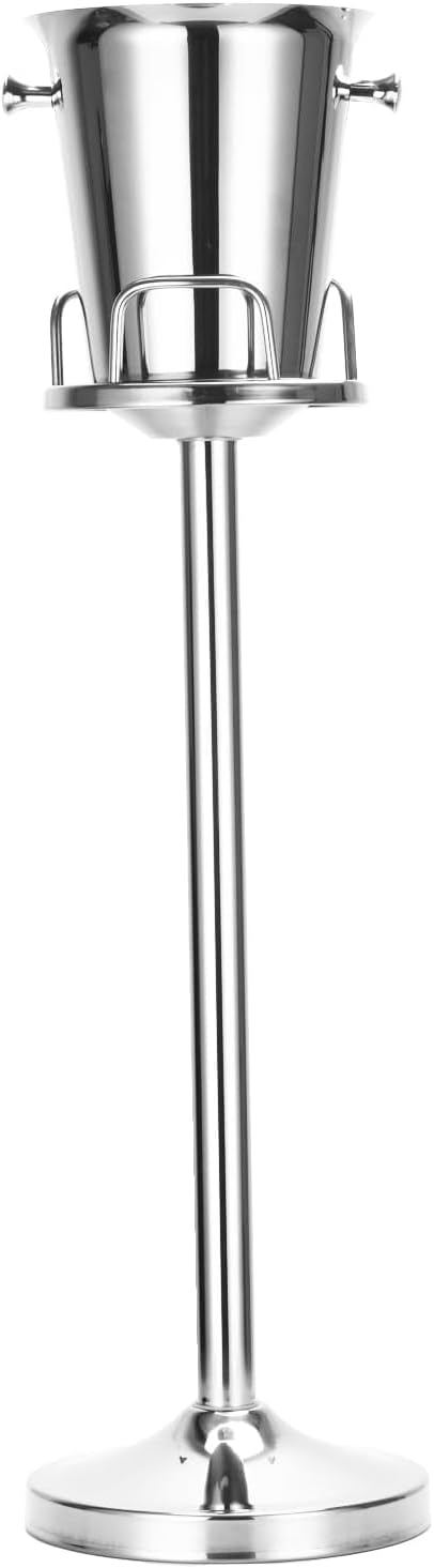 Champagne Bucket with Stand,Ice Bucket with Stand Stainless Steel Bucket Wine Chiller On Stand 12Lb Hammered Tall Ice Bucket Stand for Party Bar Ktv Bbq Home,3ft (silver, 1 pack)