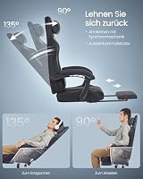 SONGMICS Gaming-Stuhl, Bürostuhl, Sitzkissen mit Federn, 150 KG Belastbar – Ansicht 7