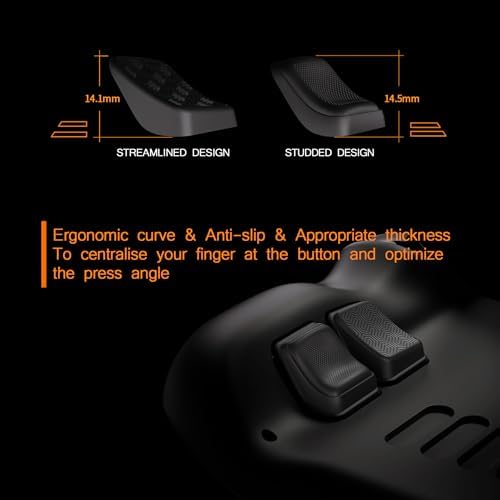 PlayVital Mix Version Back Button Enhancement Set for Steam Deck LCD, Grip Improvement Button Protection Kit for Steam Deck OLED - Streamlined & Studded Design - Black - 4