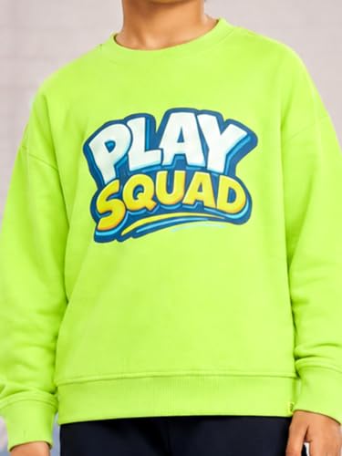 Image of KiddoPanti Boys Solid Round Neck Full Sleeve Fleece Sweatshirt | 60% Cotton 40% Polyester | Soft Warm Winter Pullover | Ribbed Cuffs & Hem | Casual Winter Sweatshirt for Kids