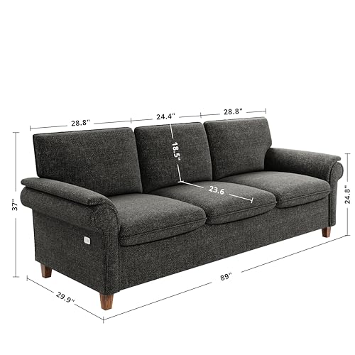 image for LIKIMIO Sofa 89 Inch, Comfy Sofa Couch with USP Port, Extra Deep Seats