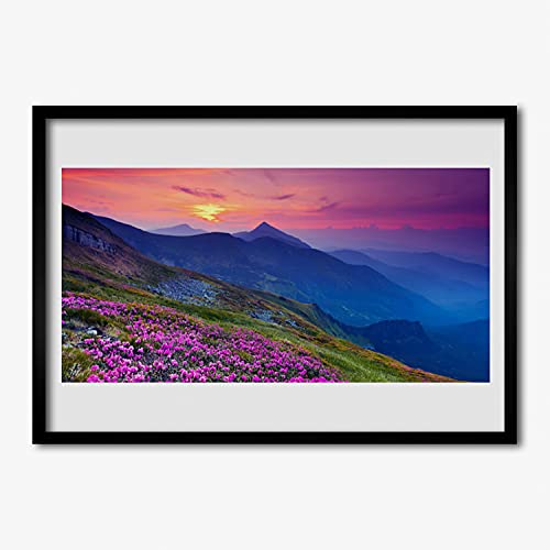Cadre en MDF avec affiche photo de paysage floral pour mur